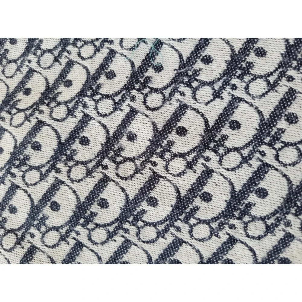 Christian Dior MONOGRAM Oblique 100% Cashmere Scarf Navy Blue & Cream 74